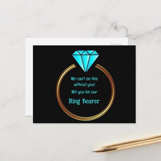 Postal De Anuncios Anillo De Oro Sobre Un Fondo Negro (Anverso/Reverso In Situ)