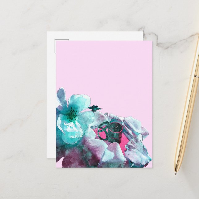 Postal De Anuncios Anillos con pétalos de rosa blancos (Anverso/Reverso In Situ)