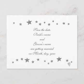 Postal De Anuncios Animadas estrellas de plata borde Boda Guardar fec