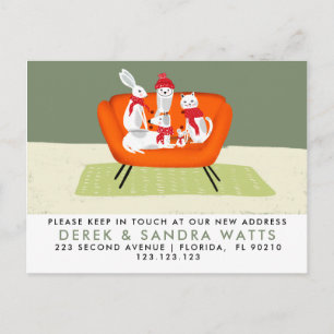 Postal De Anuncios Animales Adorables Nos Hemos Mudado, Perros, gato,