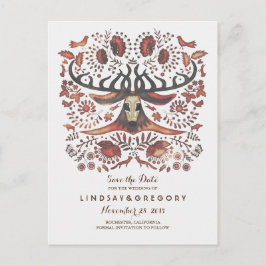 Postal De Anuncios Animales del Bosque Rústico Ciervos Guardar la Fec