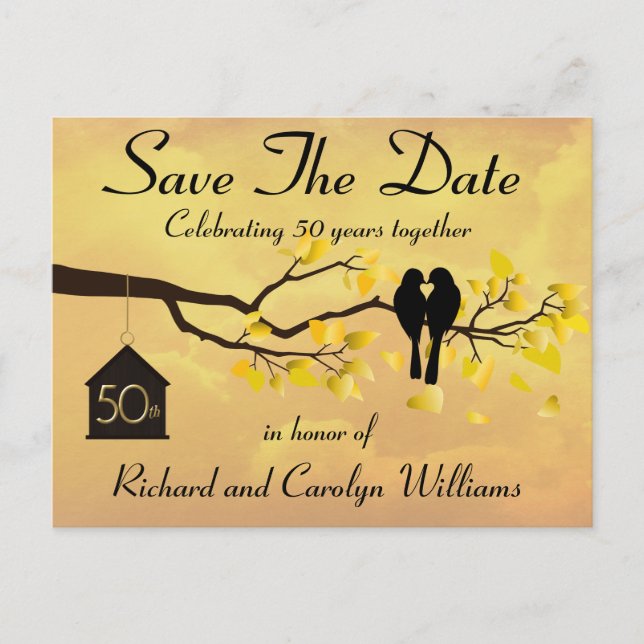 Postal De Anuncios Aniversario de 50 años de las parejas de tortolita (Anverso)