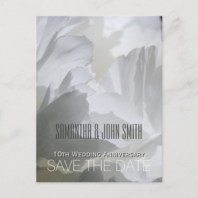 Postal De Anuncios Aniversario de bodas de peonía 10º Guardar la fech (Anverso)
