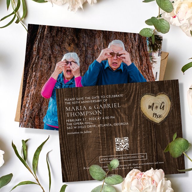Postal De Anuncios Aniversario de bodas número 50 Foto Save the Date (Subido por el creador)