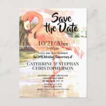 Aniversario del boda Vintage Flamingo Rosa Artísti