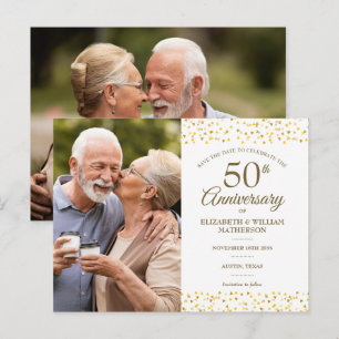 Postal De Anuncios Aniversario número 50 Corazones de Oro Save the Da