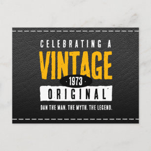 Postal De Anuncios Año de nacimiento de cuero negro vintage original