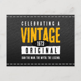 Postal De Anuncios Año de nacimiento en cuero negro original vintage