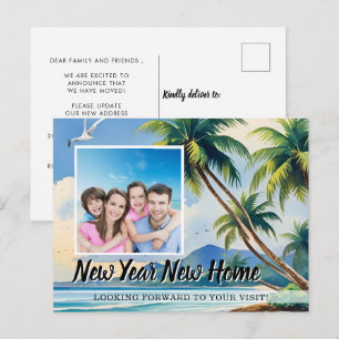 Postal De Anuncios Año Nuevo Foto de Nueva Casa Palmeras Costeras Mud