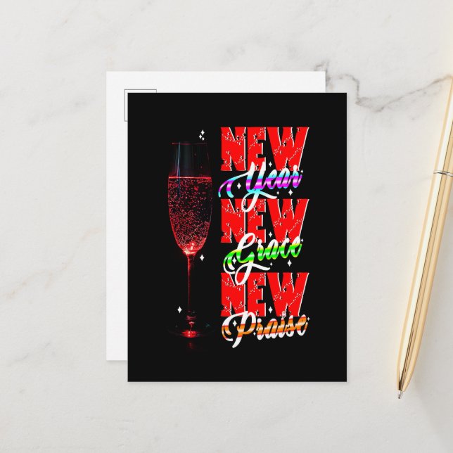 Postal De Anuncios Año Nuevo Nueva Gracia Nuevo Elogio (Anverso/Reverso In Situ)