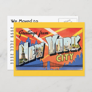 Postal De Anuncios Antigua ciudad de Nueva York, cambio de dirección