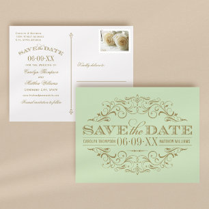 Postal De Anuncios Antiguo aviso de "Save the Date" con filigrana en 