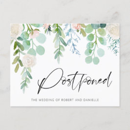 Postal De Anuncios Aplazamiento de Boda Acuarela Floral Verdor