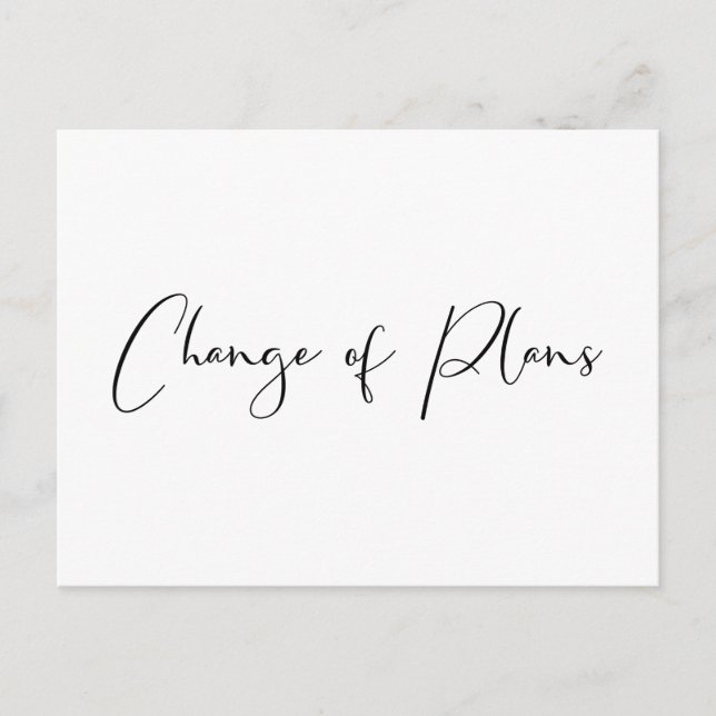 Postal De Anuncios Aplazamiento de Boda Cambio de Planes Negro Blanco (Anverso)