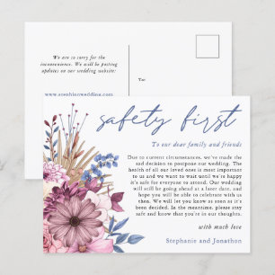 Postal De Anuncios Aplazamiento de Boda Seguridad Primero Florales CO