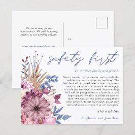 Postal De Anuncios Aplazamiento de Boda Seguridad Primero Flores COVI