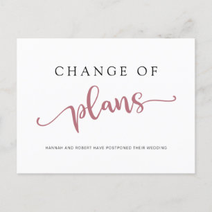 Postal De Anuncios Aplazamiento de la boda Cambio de planes Rose Blac