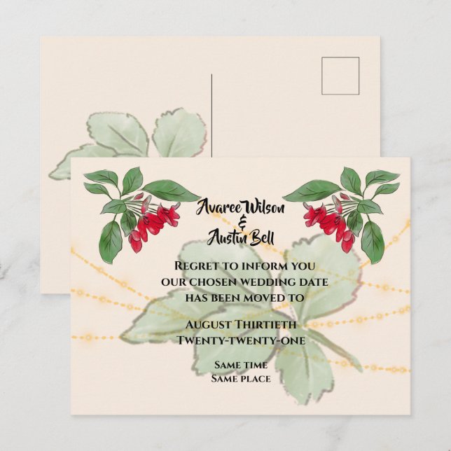Postal De Anuncios Aplazamiento de la boda de las Rosas Rojas (Anverso / Reverso)