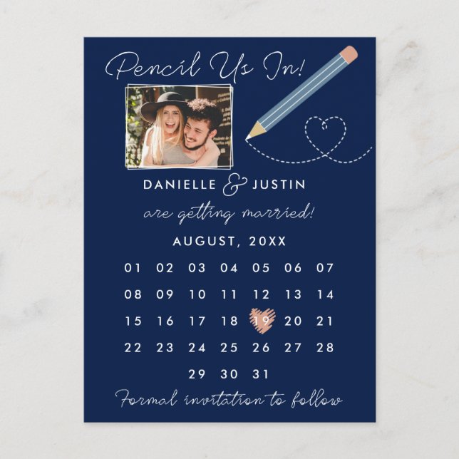 Postal De Anuncios "Apúntanos" Calendario Moderno Salva la Fecha (Anverso)