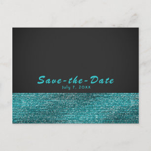 Postal De Anuncios Aqua Blue y Gris Glam Moderno con Lentejuelas Save