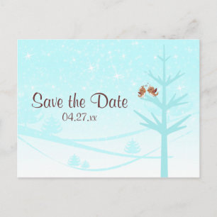 Postal De Anuncios Aqua, Taupe, Marrón de Aves Aves Bodas Salven la F