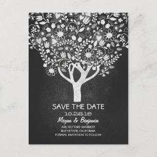 Postal De Anuncios Árbol de flores pizarra salvar la fecha