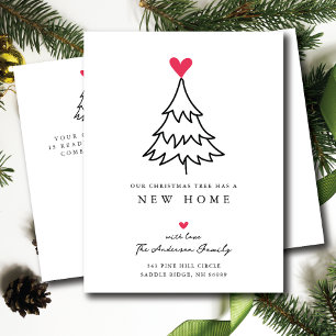 Postal De Anuncios Árbol de Navidad con corazón Nuevo Hogar Mudanza 