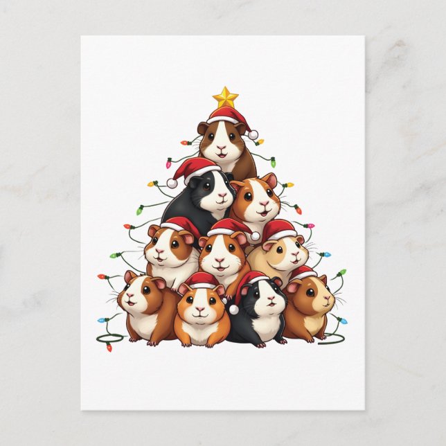 Postal De Anuncios Árbol de Navidad de Cerdo de Guinea Feliz Navidad (Anverso)