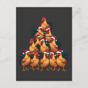 Postal De Anuncios Árbol de Navidad de pollos Feliz Navidad divertido
