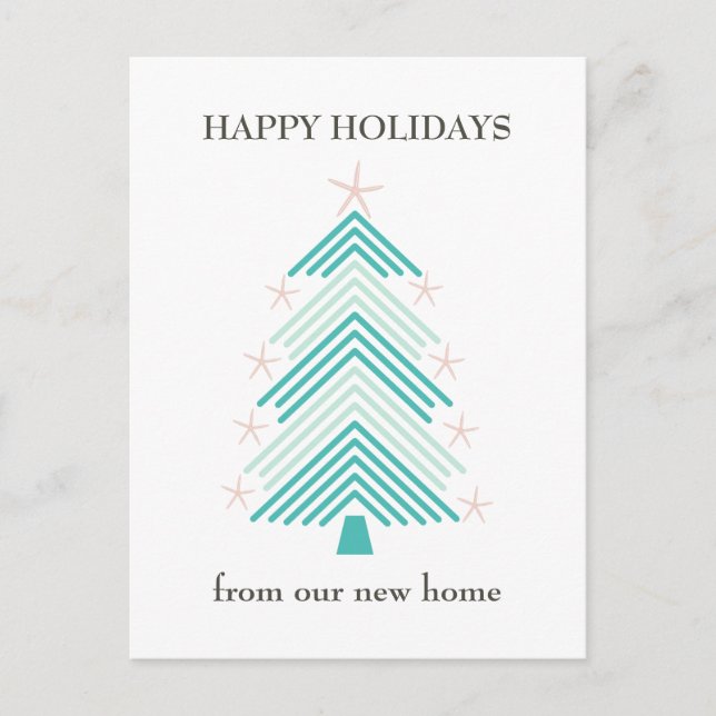 Postal De Anuncios Árbol de Navidad de Starfish costero Folk Art Movi (Anverso)