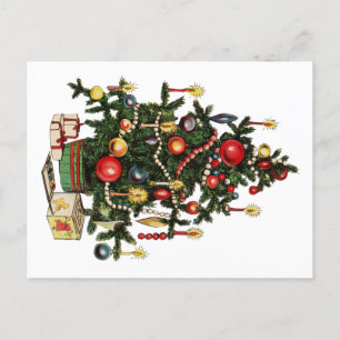 Postal De Anuncios Árbol de Navidad Decorado con Vintage