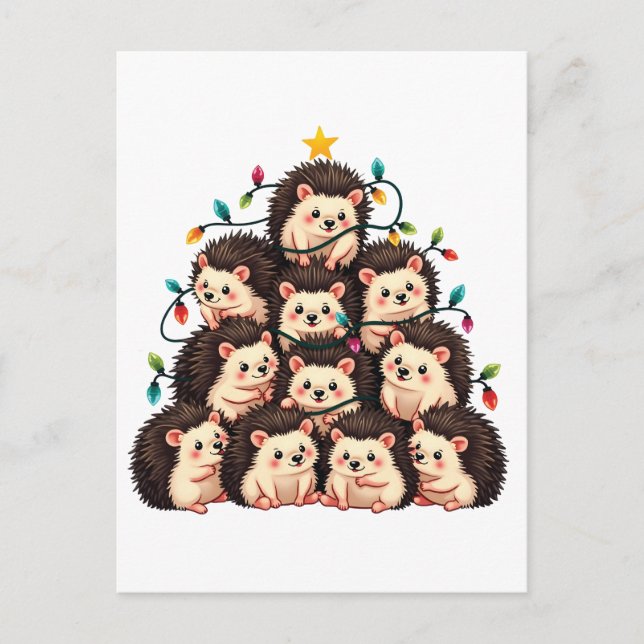 Postal De Anuncios Árbol de Navidad Hedgehog Feliz Navidad (Anverso)