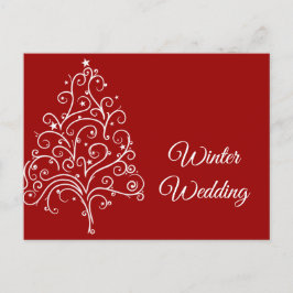 Postal De Anuncios Árbol de Navidad Rojo Boda de Invierno Guardar la