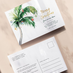 Postal De Anuncios Árbol de Palma Navidad Costera Festiva Mudanza