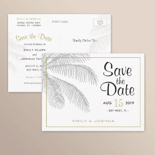 Postal De Anuncios Árbol de palmas de moda y boda de oro Guardar el P