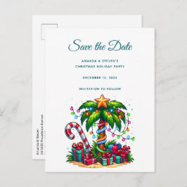 Postal De Anuncios Árbol de palmas de Navidades tropicales