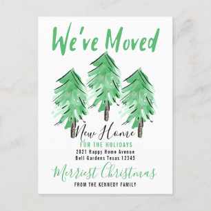 Postal De Anuncios Árbol De Pino Acuarela Nuevo Hogar Para Las Vacaci