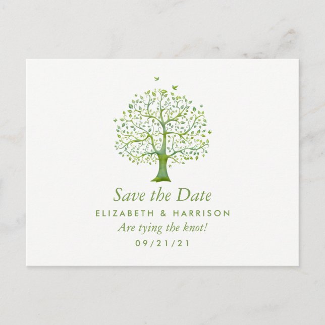 Postal De Anuncios Árbol de vida, boda elegante salva la fecha (Anverso)