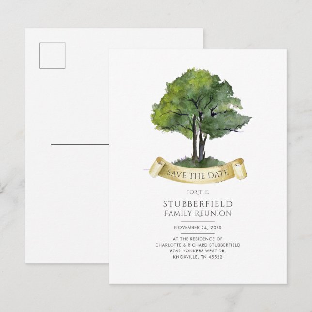 Postal De Anuncios Árbol genealógico familiar: Salven la fecha (Anverso / Reverso)