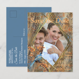 Postal De Anuncios Árboles altos, hojas de otoño y azulejos.