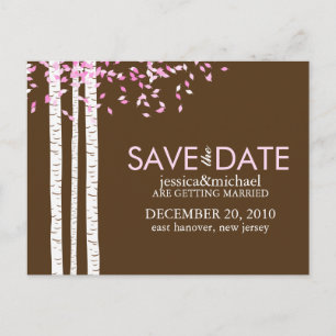 Postal De Anuncios Árboles de abedul guardan la fecha de la boda