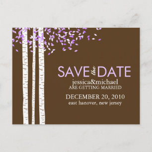 Postal De Anuncios Árboles de abedul guardan la fecha de la boda