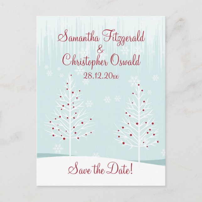 Postal De Anuncios Árboles de invierno y copos de nieve ahorran la fe (Anverso)