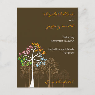 Postal De Anuncios Árboles de las Cuatro Estaciones Bosque Salvaje Ah
