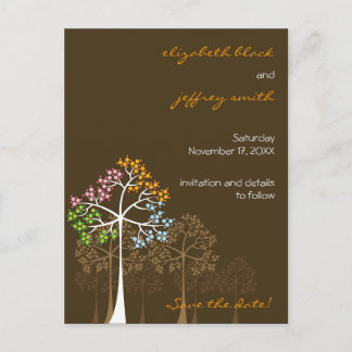 Postal De Anuncios Árboles de las Cuatro Estaciones Bosque Salvaje Ah