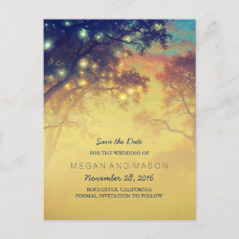 Postal De Anuncios árboles de luces de cadena rústica guardar la fech