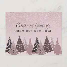 Postal De Anuncios Árboles de Navidad Hogar Nuevo Dorado Rosa Fiesta 