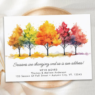 Postal De Anuncios Árboles de Otoño Nueva Dirección Nos hemos mudado 