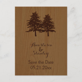 Postal De Anuncios Árboles en madera boda en el bosque Guardar la fec