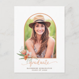 Postal De Anuncios Arco Boho Floral de Melocotón Foto Fiesta de Gradu